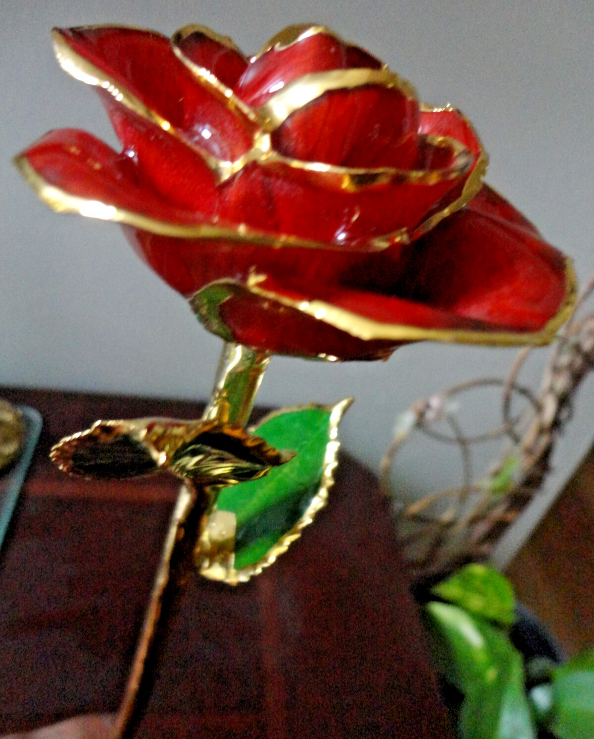 4 GLIDDED REAL ROSE GENUINE HAND DIPPED 24K GOLD LACQUER RED GOLDEN BLUE SILVER