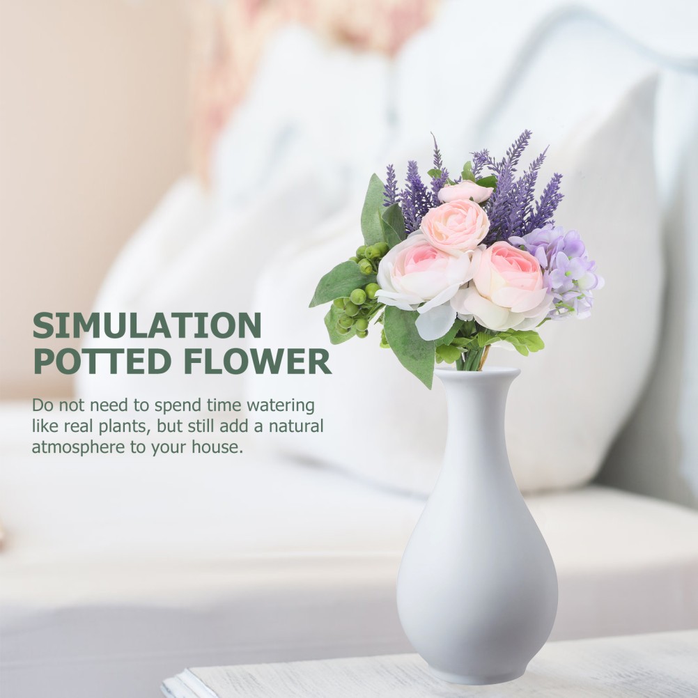 2 Sets Reusable Faux Flower Bouquets with Plastic and Cloth for Home Decoration