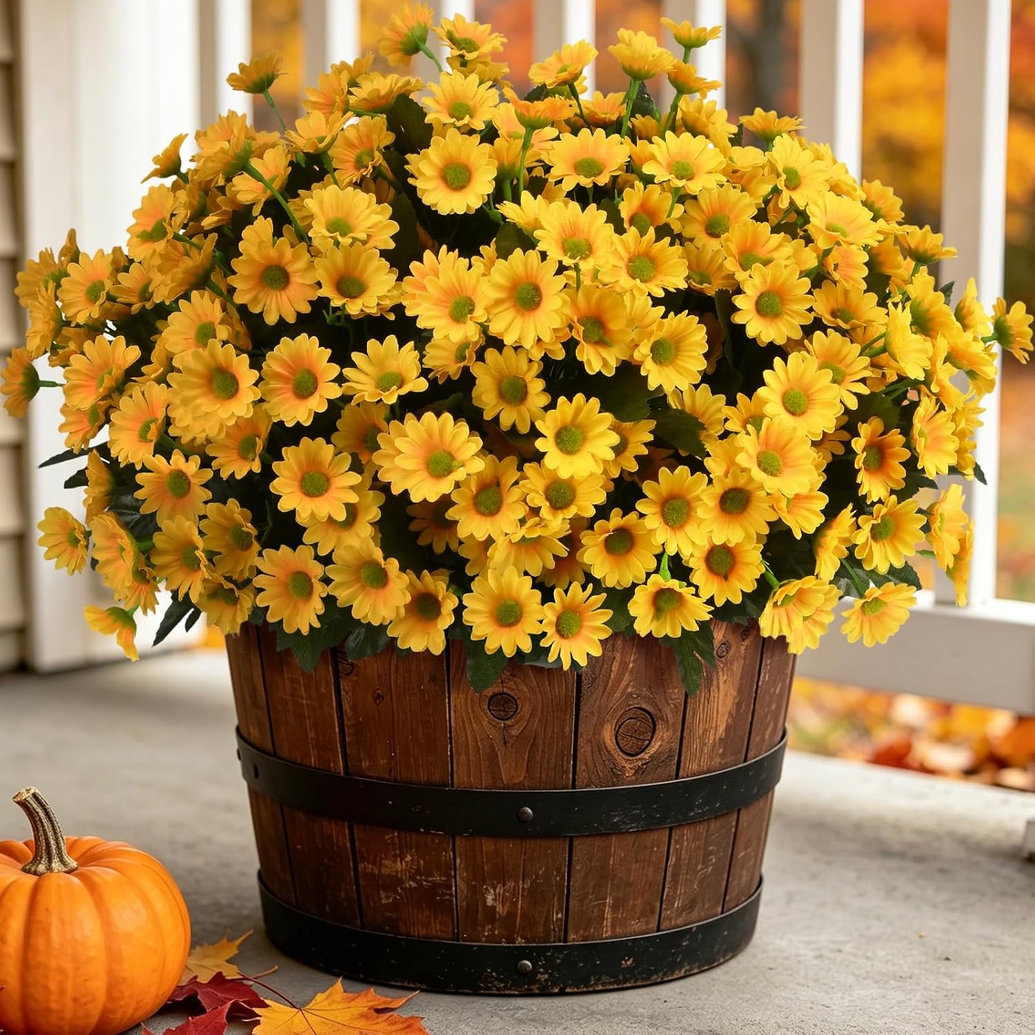 12 Bundles Fake Dasiy Artificial Mums Flowers for Outdoors Decoration | UV Resis