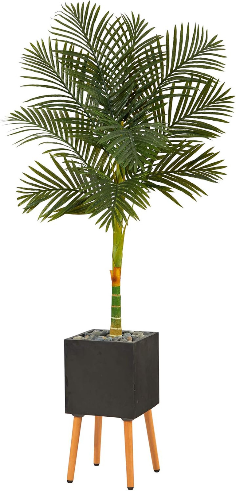 6Ft Golden Cane Artificial Palm Tree in Stylish Black Planter Stand