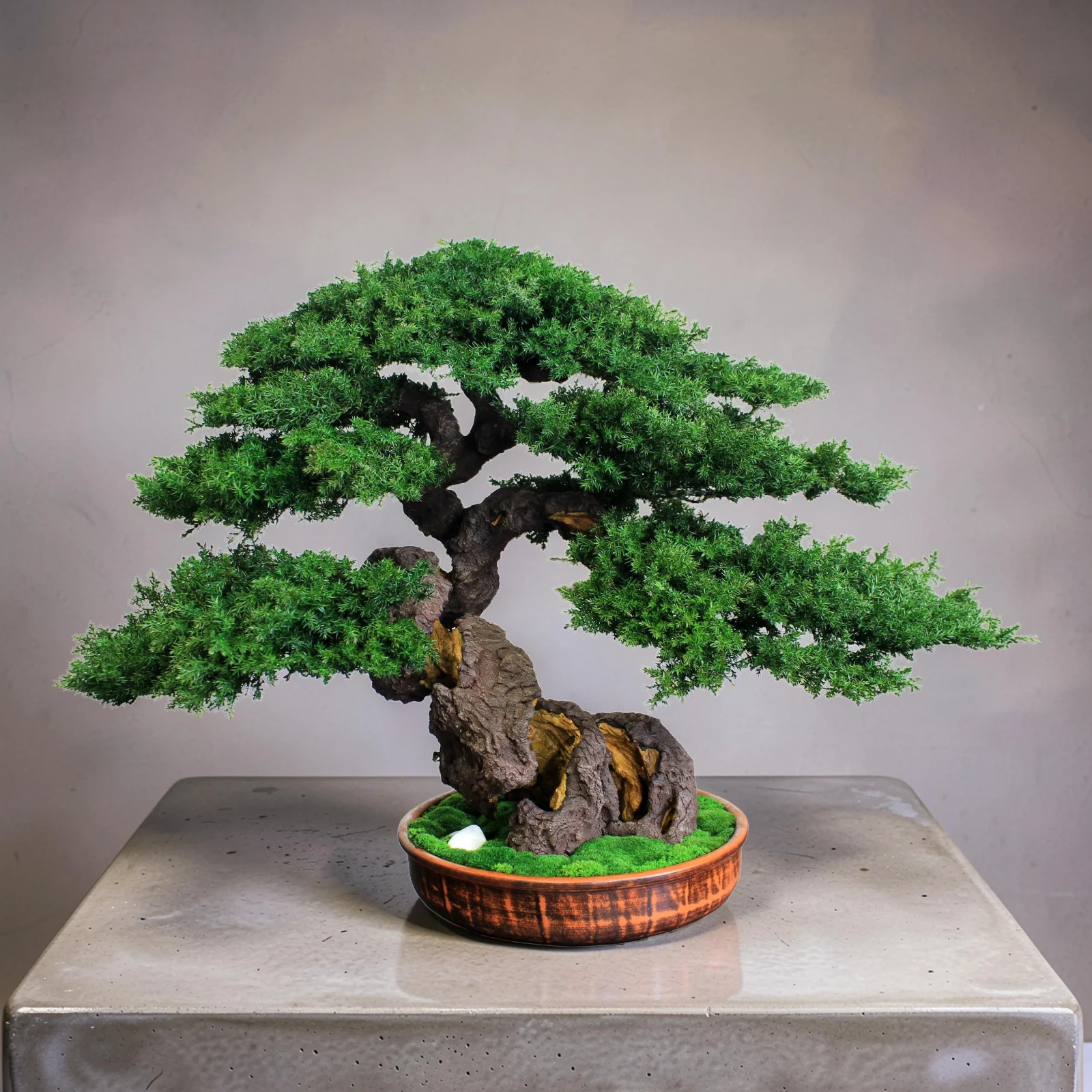 Artistic Preserved Bonsai Tree – Handmade Juniper Decor Sculpture. 49 cm / 19.3″