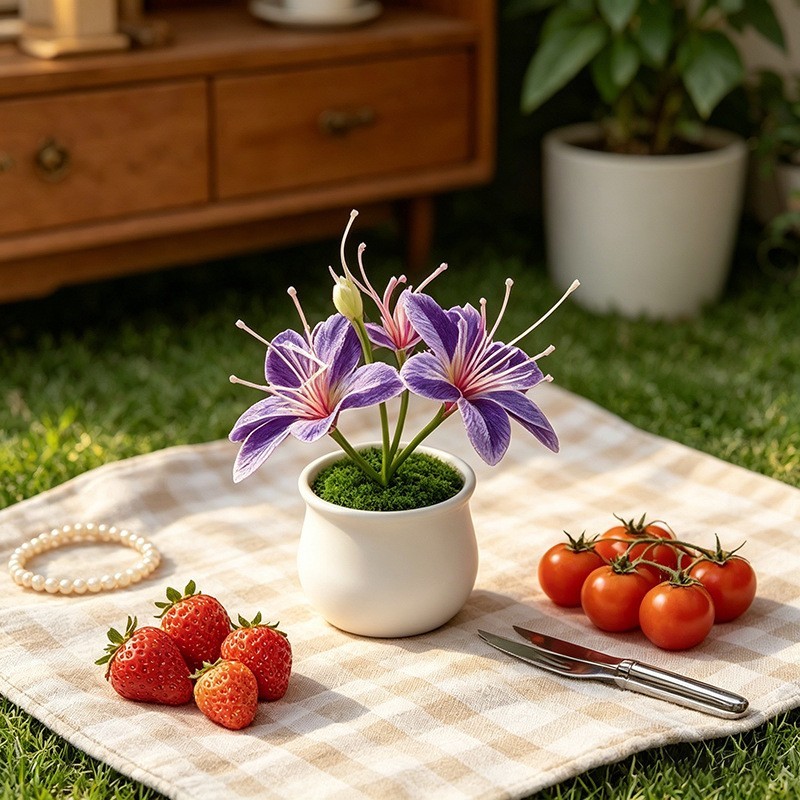 Soft Rubber Like Artificial Jasmine Flower Pot 10.5cm for Modern For Home Decor