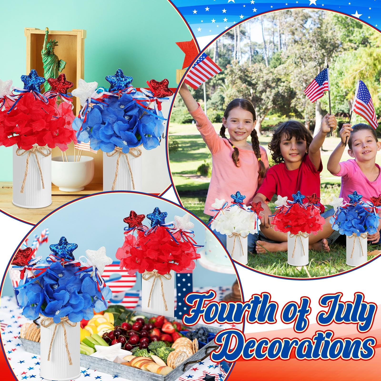 3 Sets Patriotic 4th of July Centerpieces for Tables 250th Anniversary Decor …