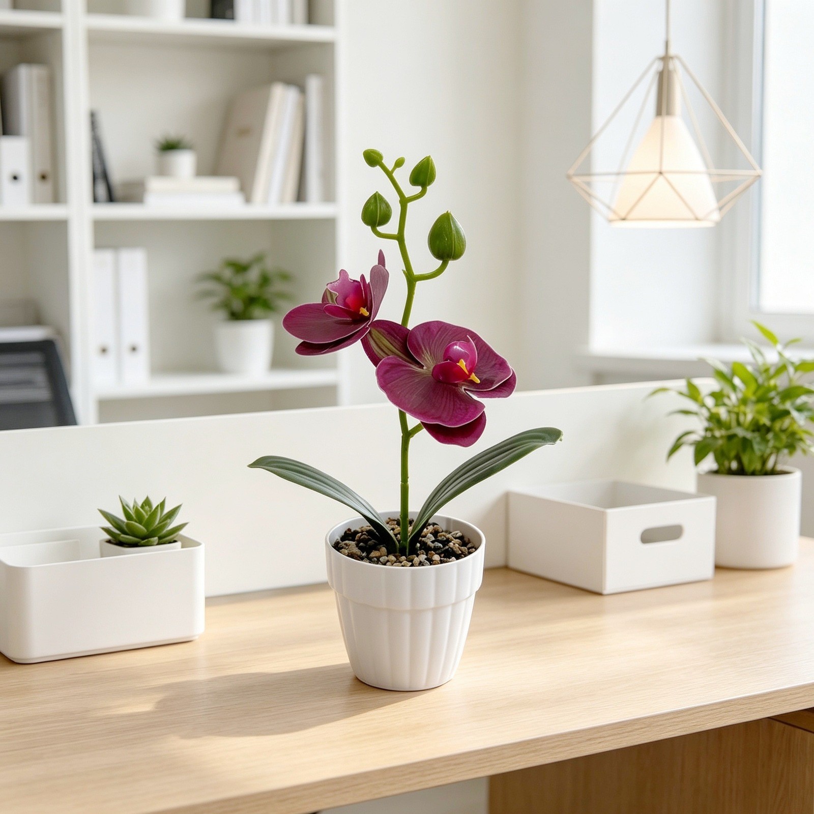 White Green Black Purple Orange 3D Printed Orchid Artificial Plant Pot