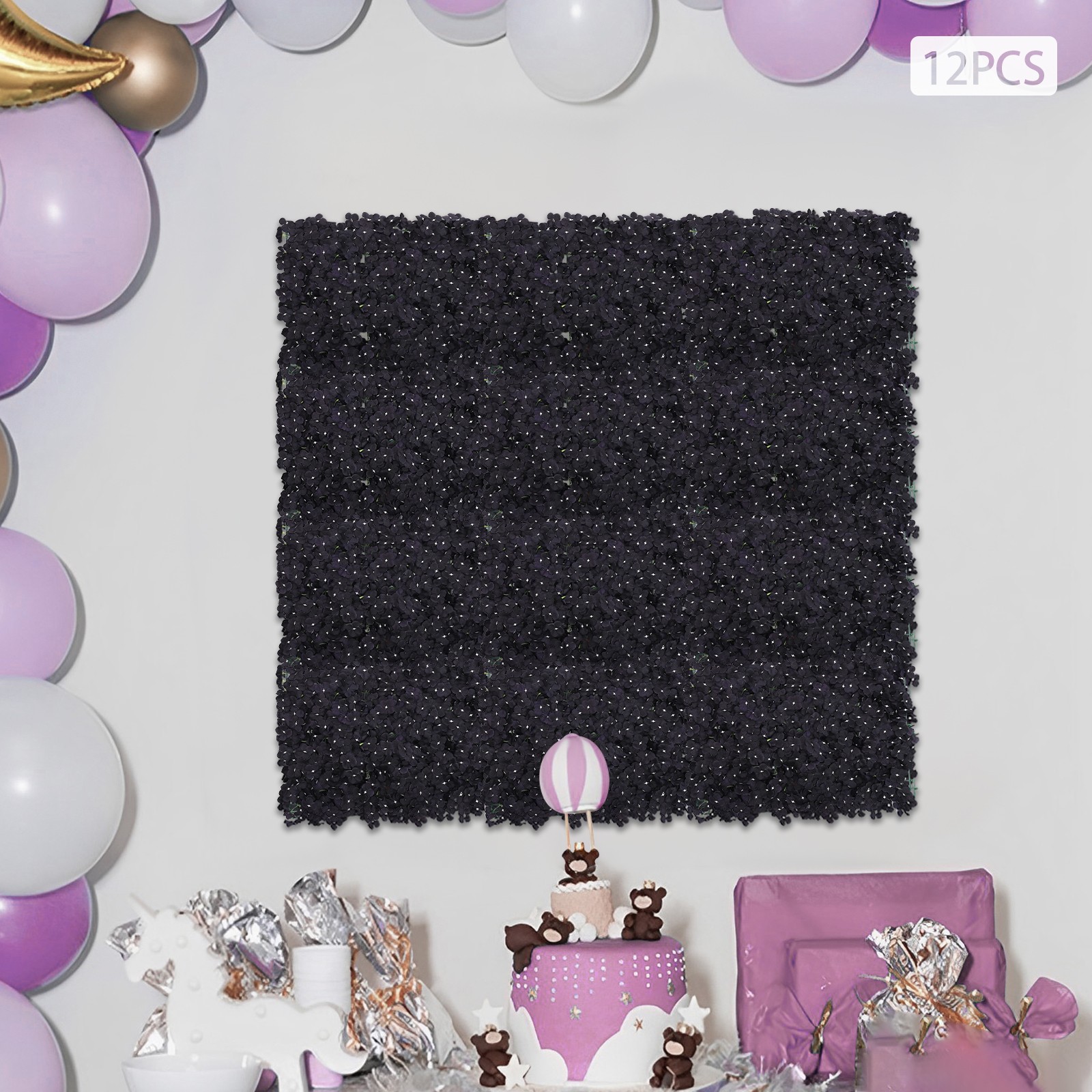 3D Flower Wall Panels-12pcs Artificial Flower Wall Background Silk Cloth Wedding