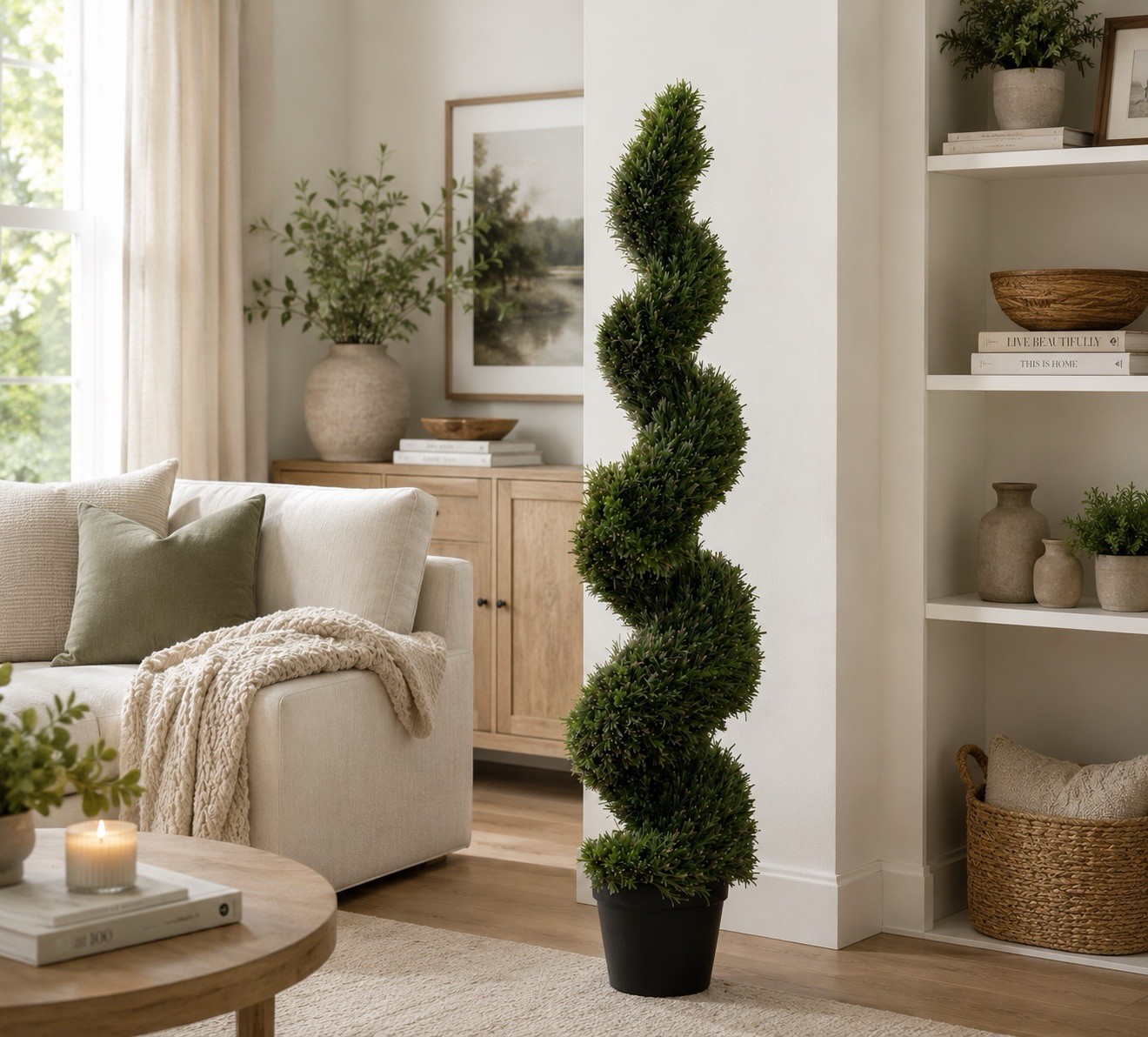 6’ Artificial Topiary Rosemary Spiral Tree UV (Indoor/Outdoor). Retail $806