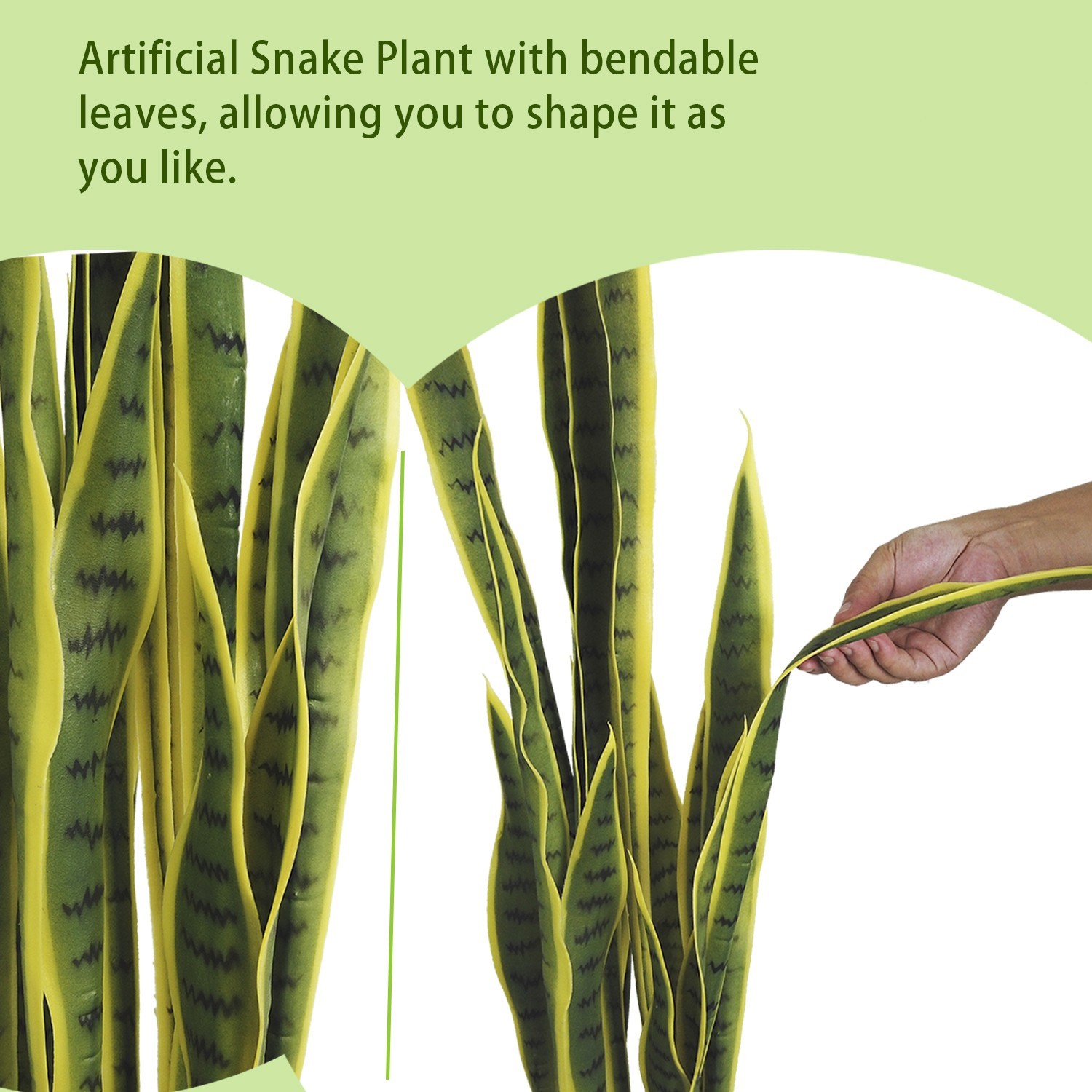 2 Pack 90cm Artificial Green Snake Plant with Pots Indoor Bedroom Office Decor