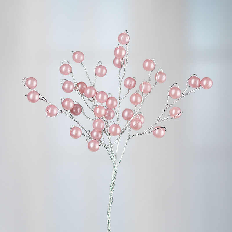 Set of 6 Pink Artificial Pearl Bead Wired 6-1/2″ Sprays