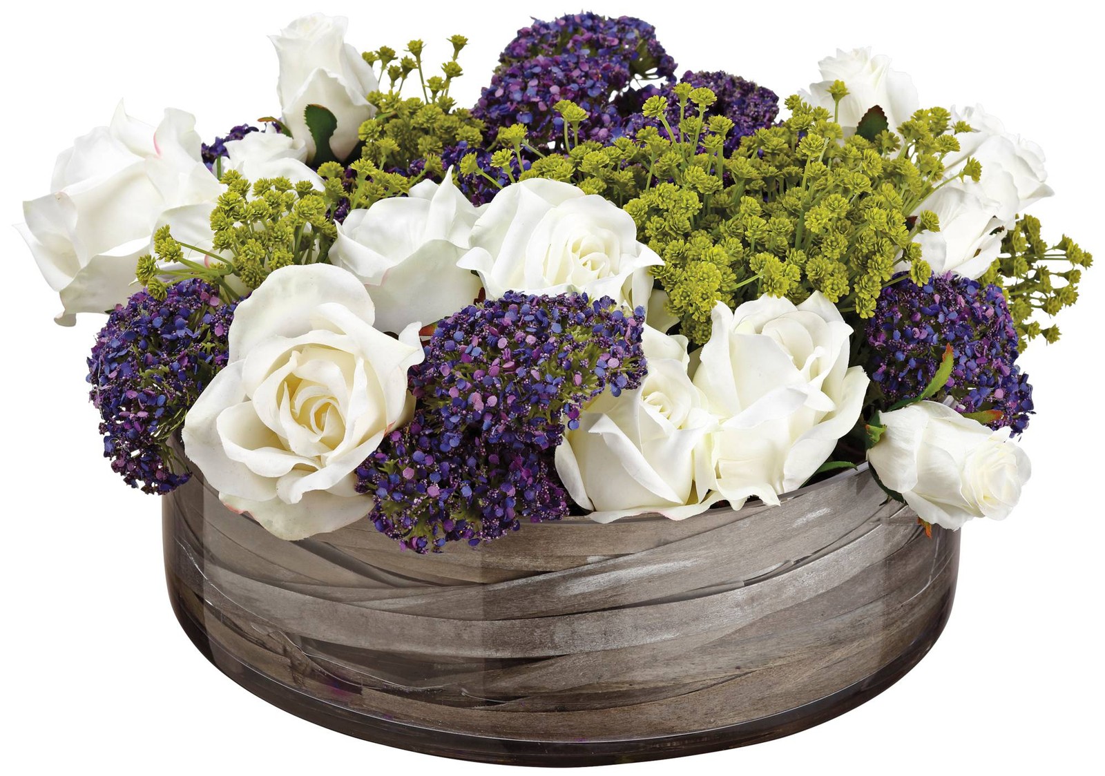 Rose and Queen Anne’s Lace 8″ High Faux Flowers in Pot
