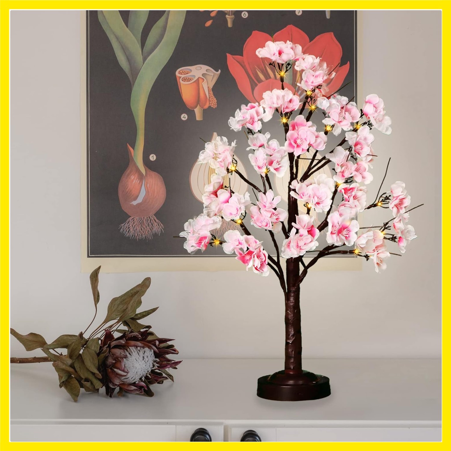 FUCHSUN 18 Inch Cherry Blossom Tree Lamp with LED Light, Lighted Artificial T…