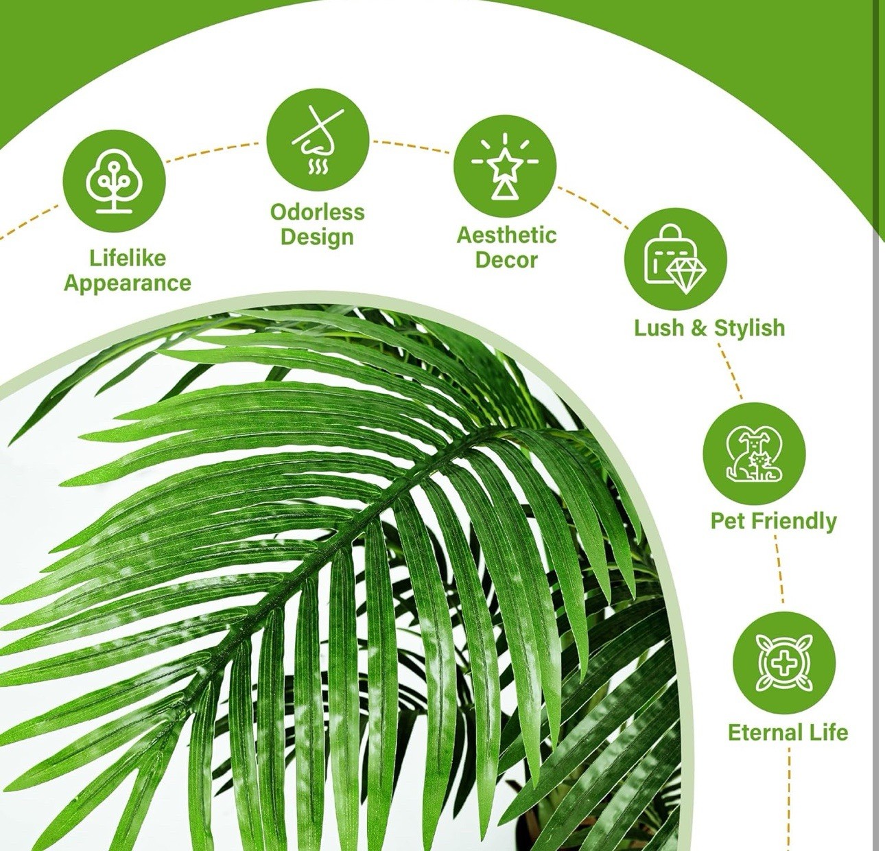 4ft Artificial Areca Palm Tree Plant, 47in Fake Cane Palm Silk Tree Indoor Ou…