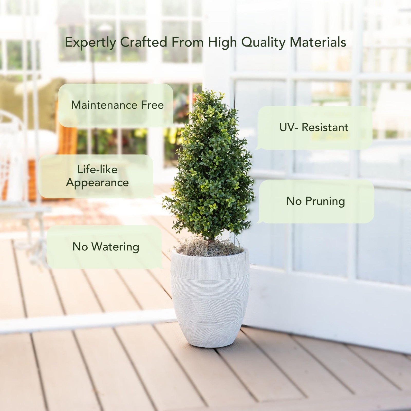 2.5ft Artificial Boxwood Topiary Plants 2-Pack – UV Resistant, Indoor/Outdoor De