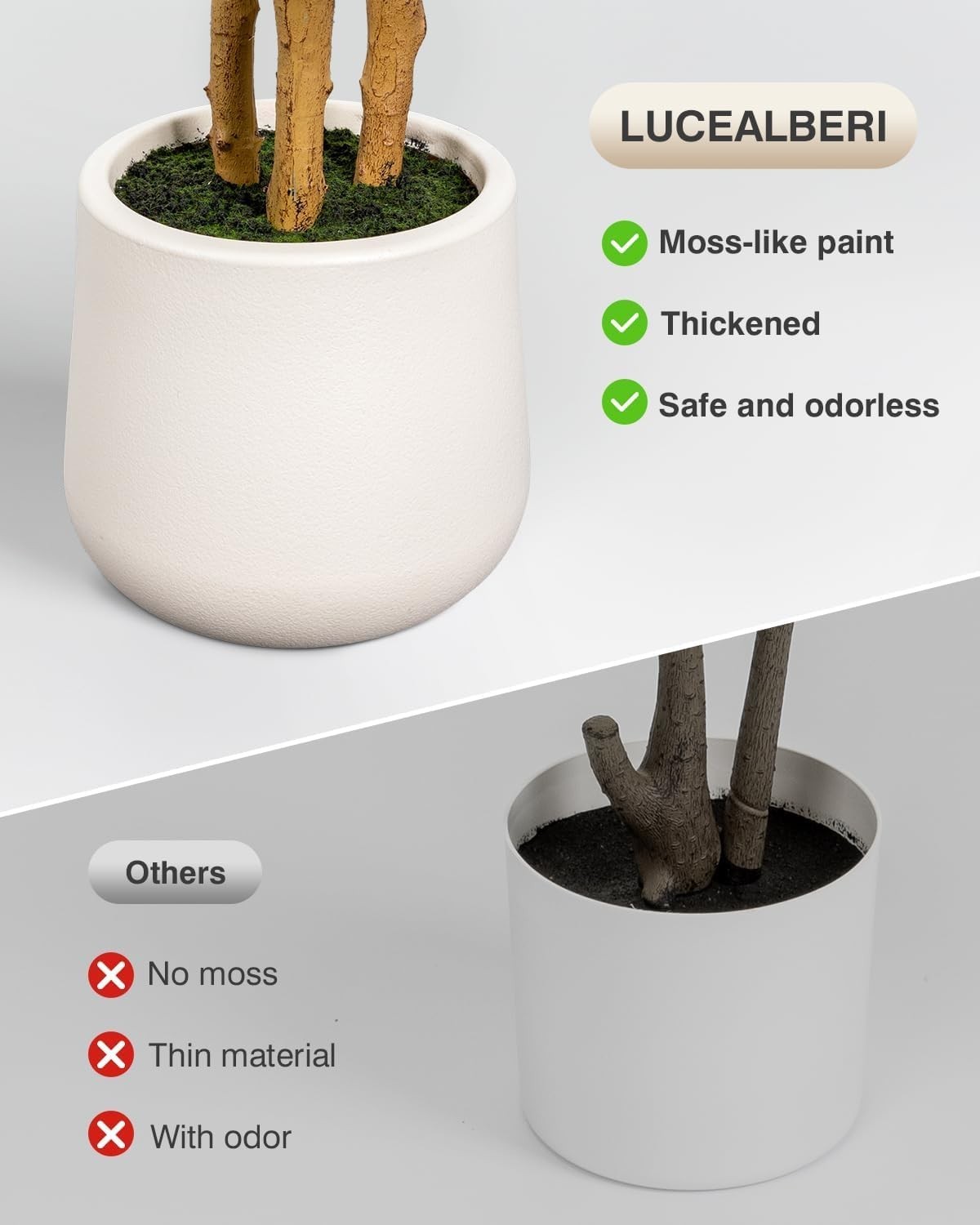 Artificial Fiddle Leaf Fig Tree Indoor Faux Plant with White Planter 5ft