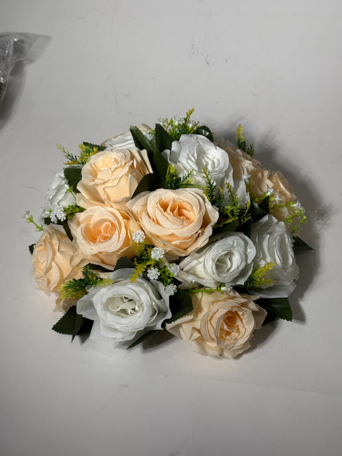 10 Pcs Artificial FLOWERS Center pieces for Tables : Peach & White Flower Ball