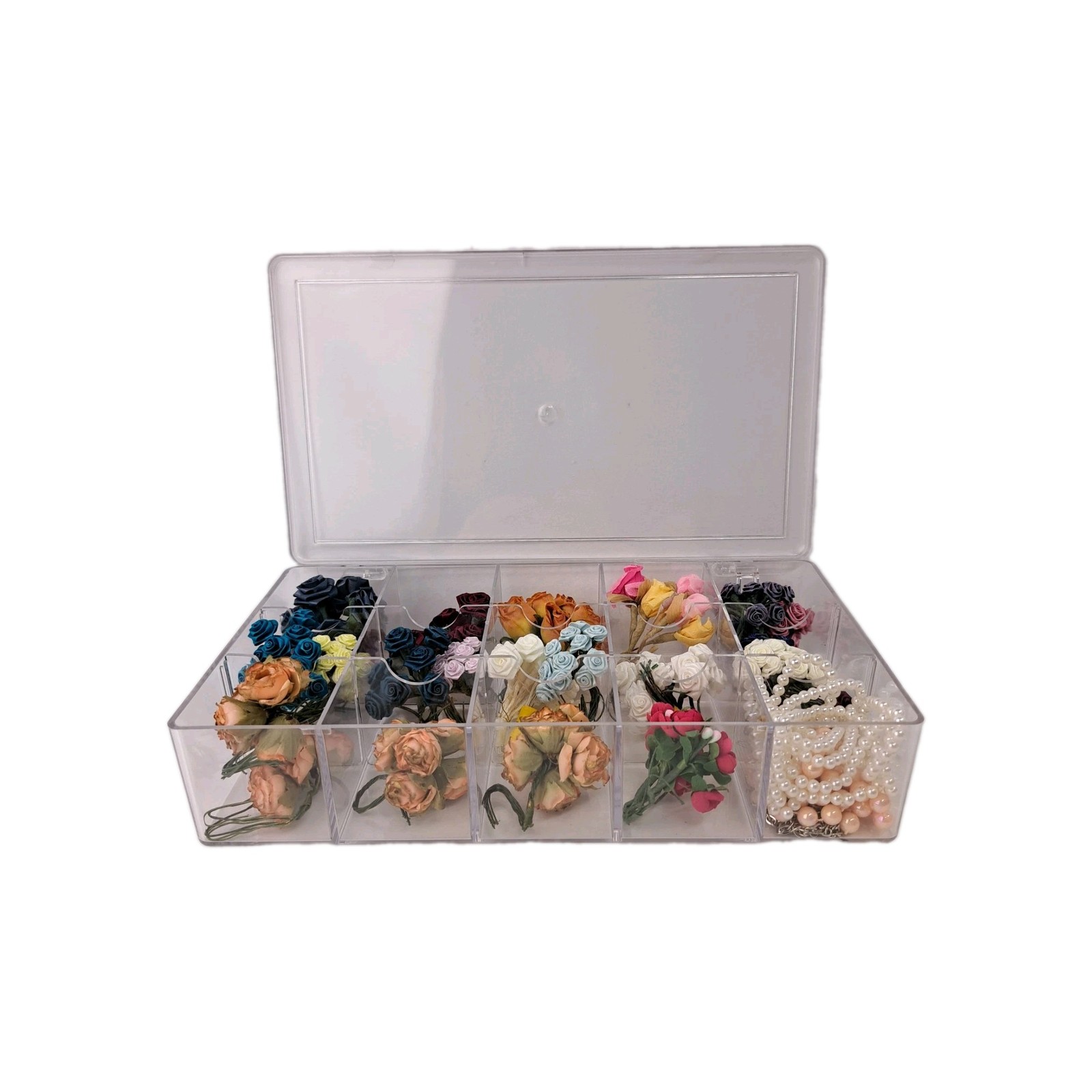 Lot Of 21 Mini Artificial Craft Flowers Embellishments Making DIY With Beads