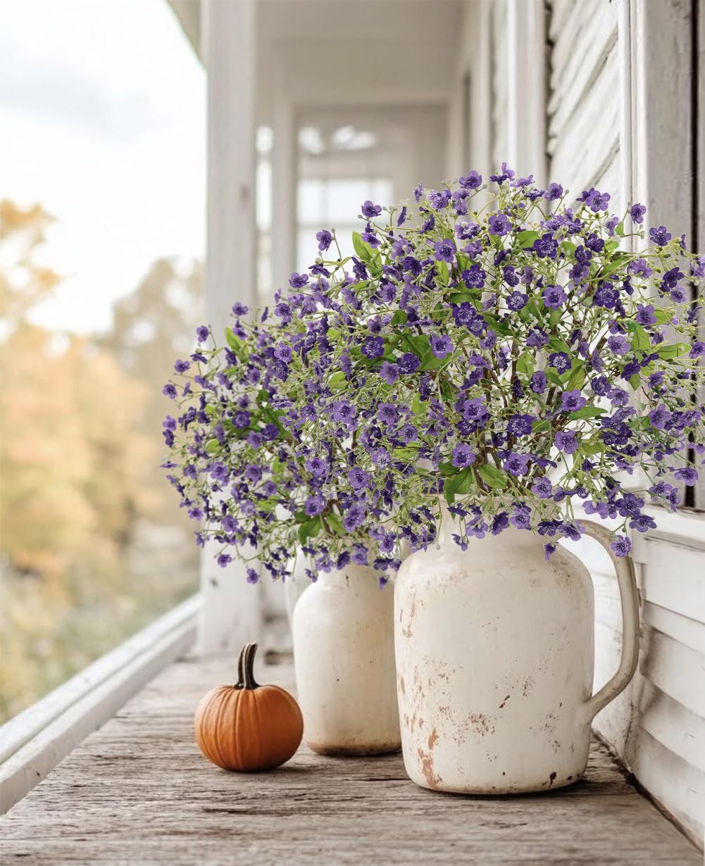 9 Pack Purple Baby’s Breath Artificial Flowers 9 Bundles Gypsophila Fake Silk…