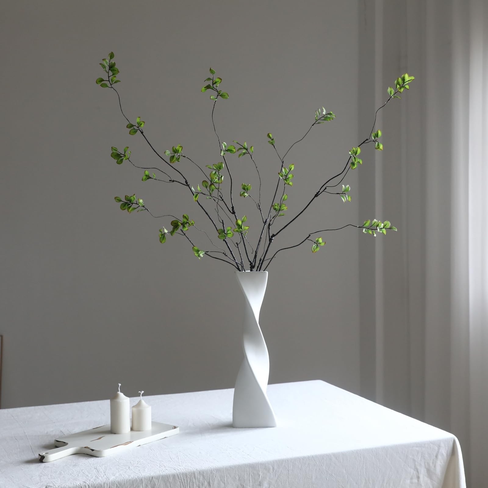 4 Pcs 38.5″ Tall All-Green Artificial Branches with Leaves, Realistic Faux Fi…
