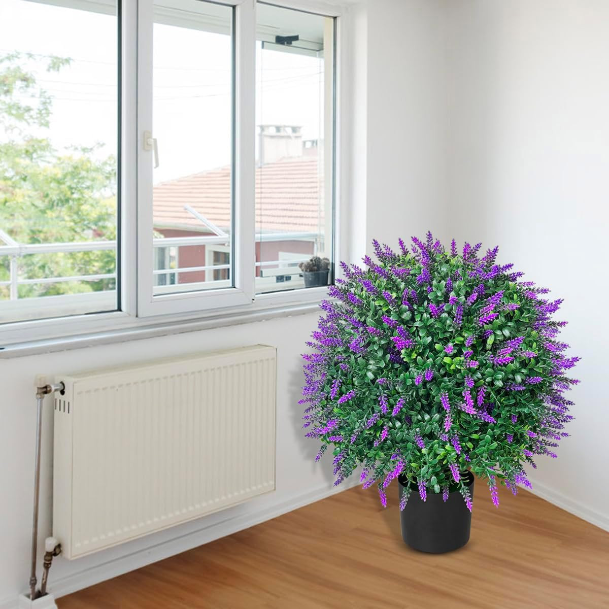 Set of 2 Tall Lavender Topiary Ball Trees – UV Resistant Potted Plants