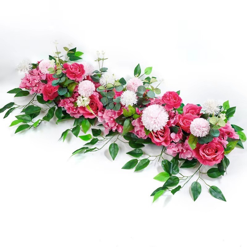 Artificial White Rose Flower Row Table Centerpiece Flowers – Wedding Décor 100cm