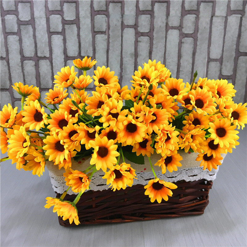 Artificial sunflower silk high quality beautiful bouquet holiday home decoration