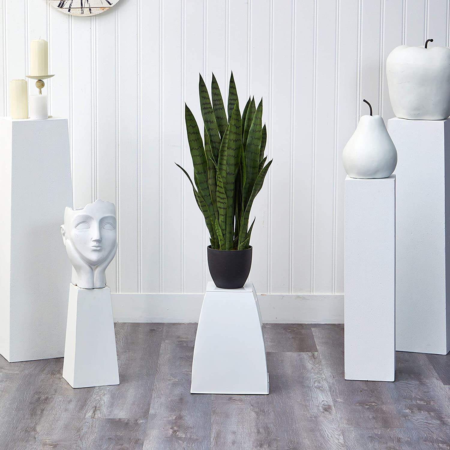 Real Touch Dracaena & Sansevieria Silk Plants with Black Planter – 43In & 35In