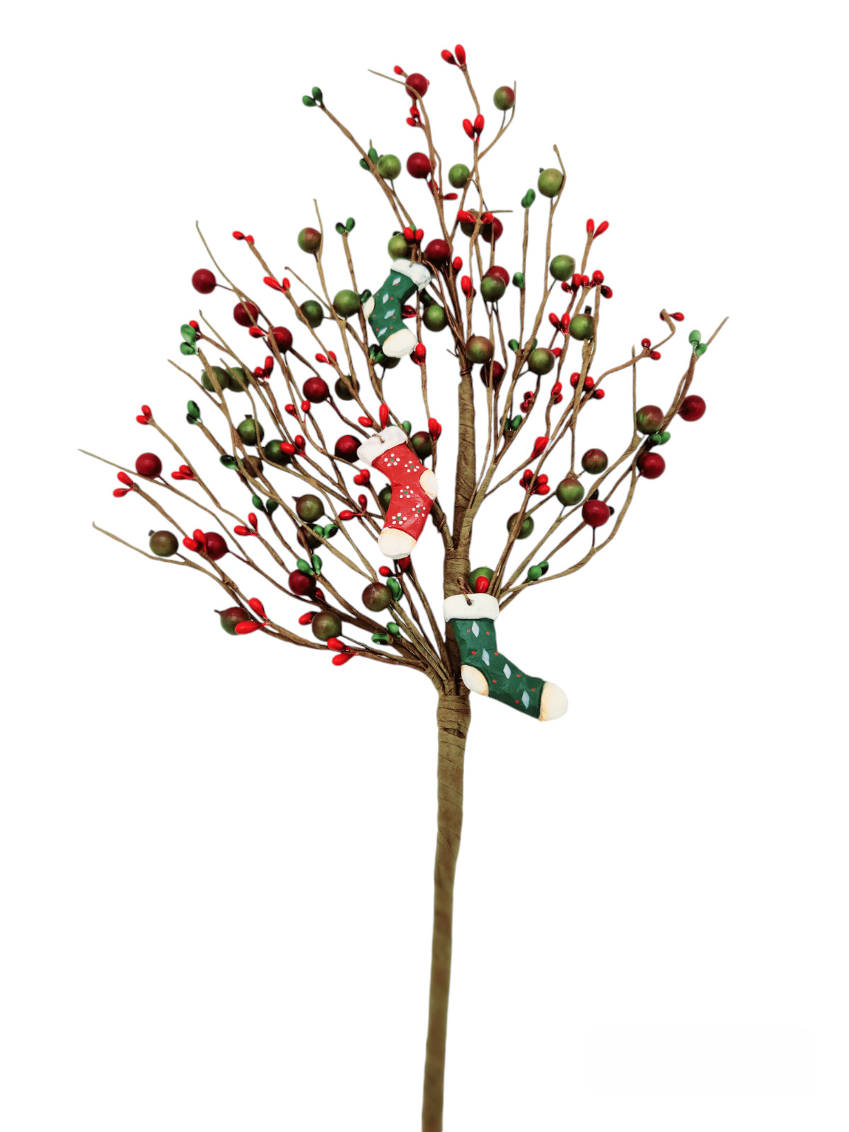 Red Green Color Artificial Berry Picks Christmas Stocking Spray Home Decor N622