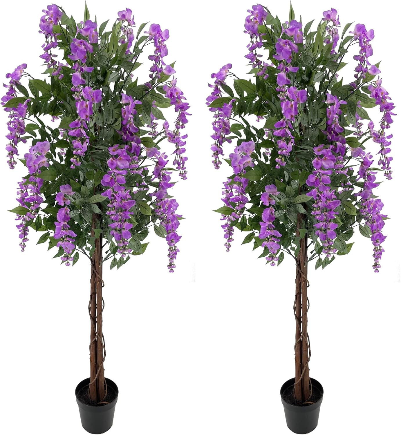 5ft Purple Red Wisteria Artificial Trees in Nursery Pots – Pair