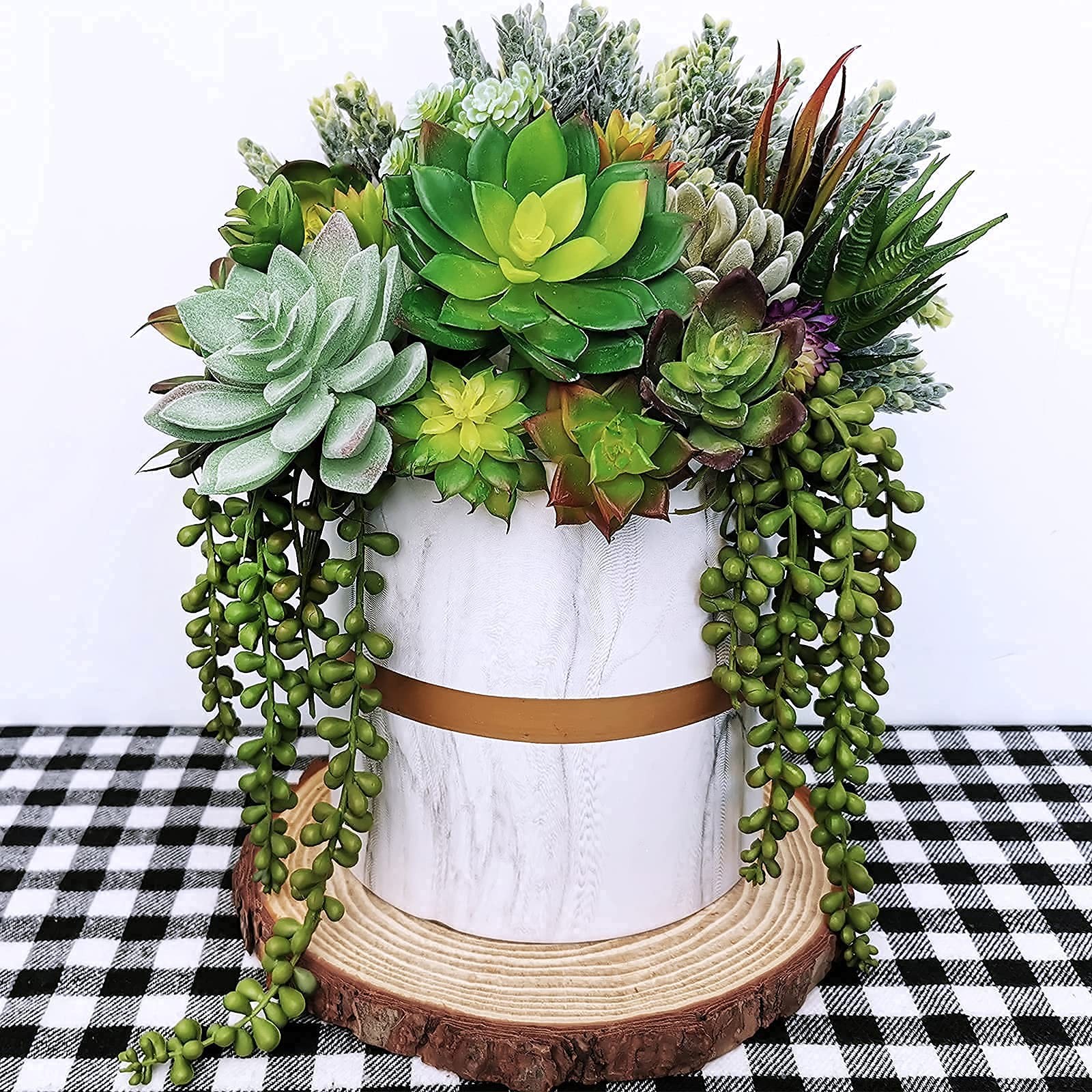 Winlyn 6 Pcs Unpotted Fake Succulents Assorted Faux Succulent in Different Gr…