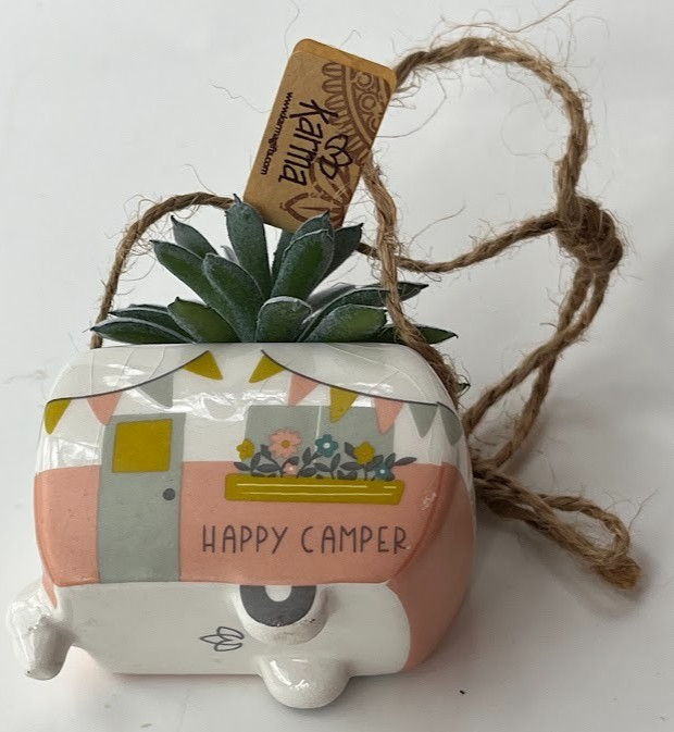 NIB ~ KARMA ~ CERAMIC “CAMPER” SHAPED HANGING SUCCULENT POT ~ 1 or ALL ~ 1+ SHIP