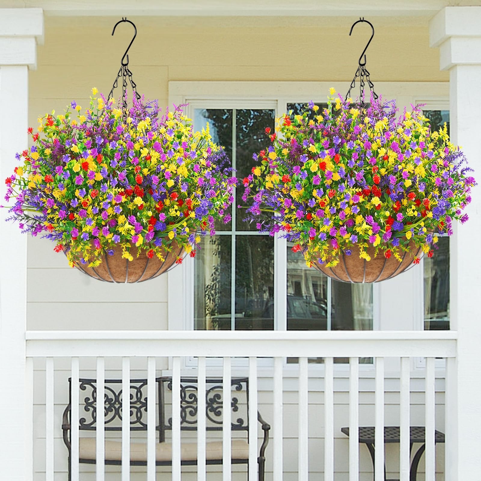 UV Resistant Artificial Flowers – 9 Bundles Realistic Outdoor Plants for Garden
