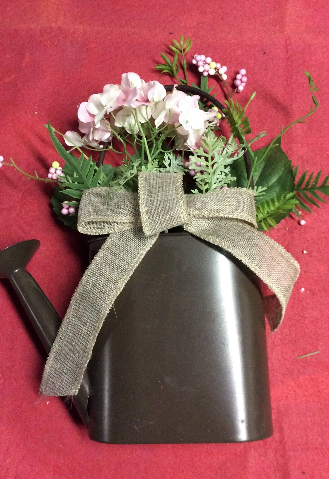 Plastic Flower In Brown Watering Can For Decorations From Kmart Store