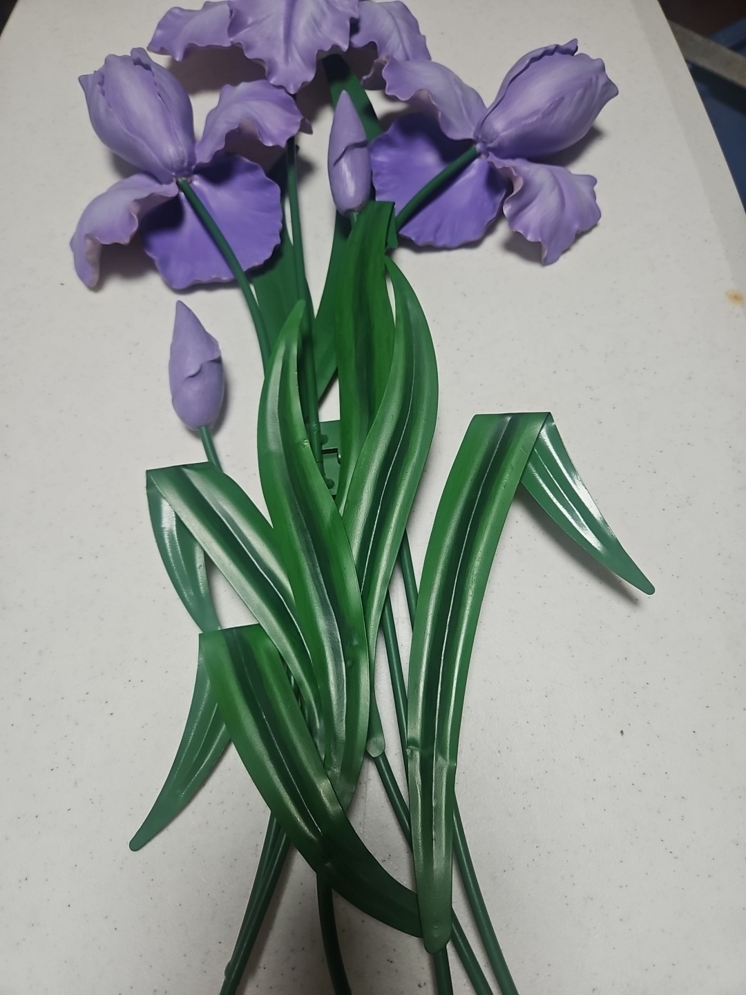 Purple Iris, 29″L× 13″W, WMG , Wall Decor, Ceramic/Resin Flowers & Metal Stem