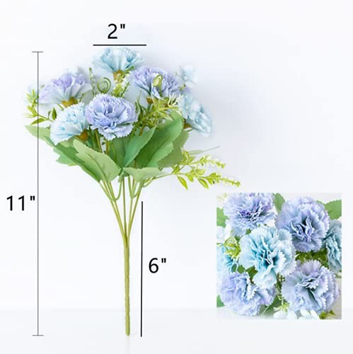 3 Bunches Bouquet of Artificial Silk Flower White Carnations,11“ Bouquet and …