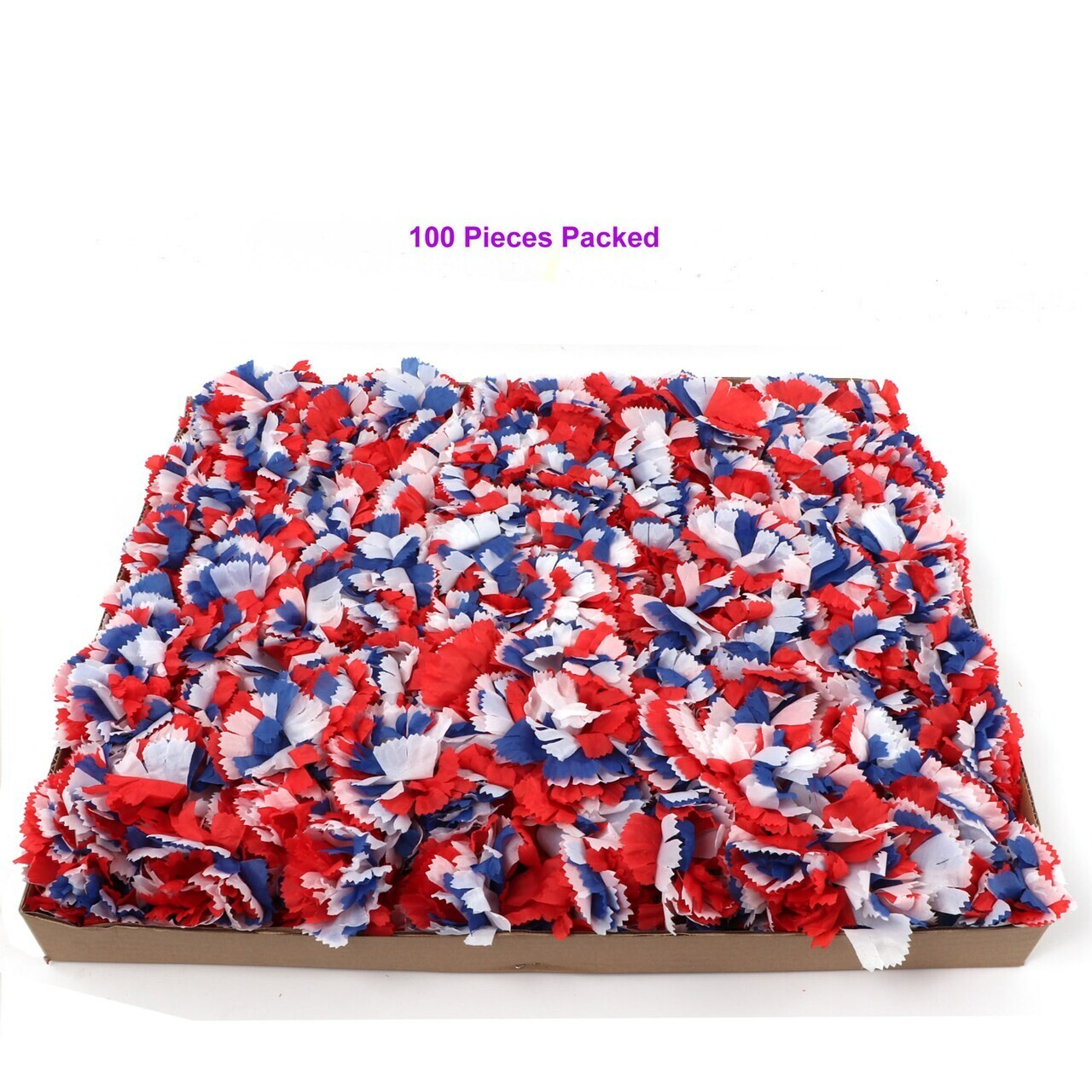 Tri-Color Carnation Picks Realistic Silk Blooms Spring Floral Decor Box of 100