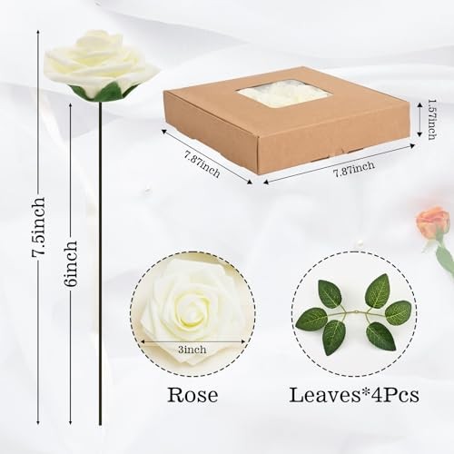 16 Pcs Artificial Foam Roses Ivory White Fake Flowers DIY Wedding Bouquet Decor