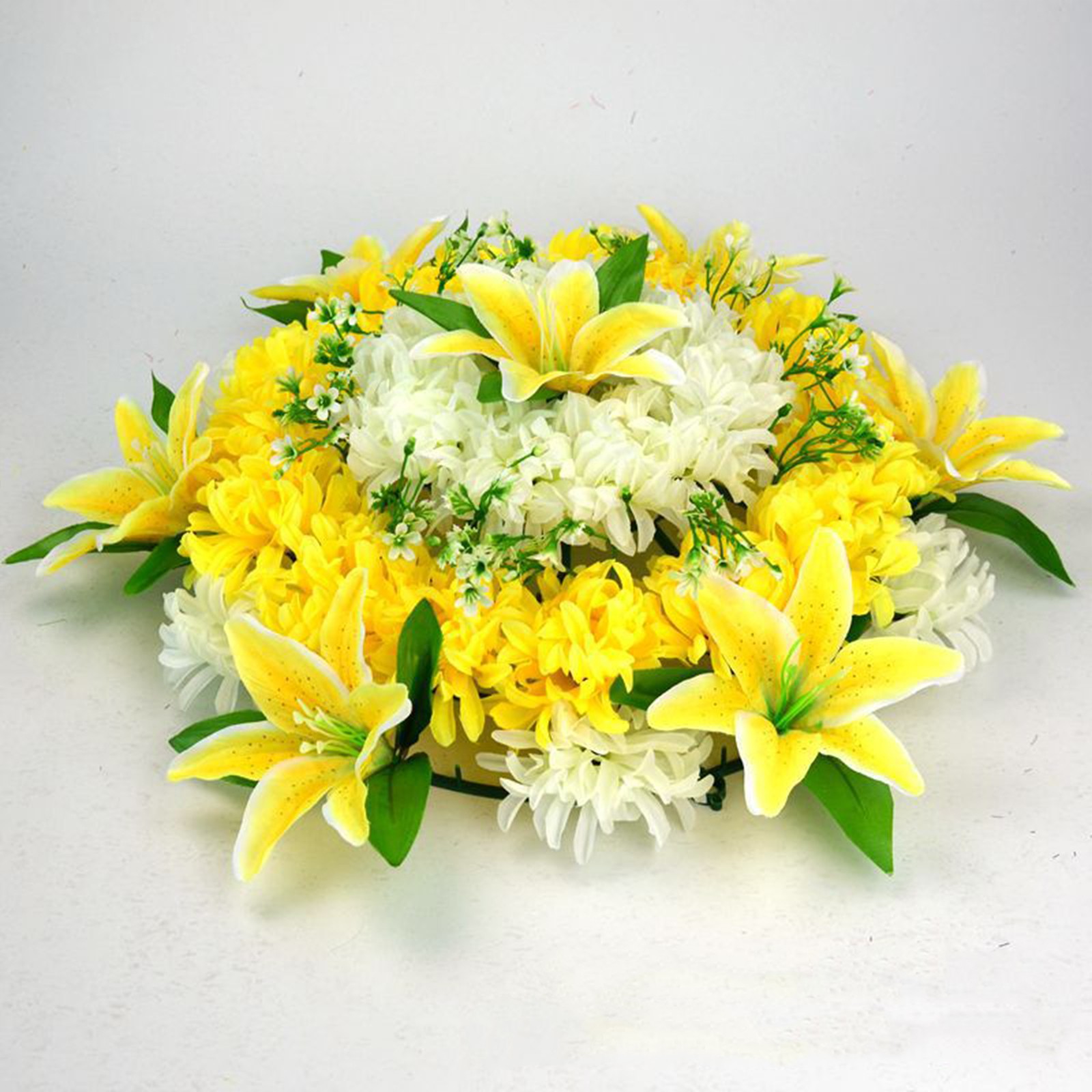 Cemetery Wreath Artificial Memorial Wreath Plastic Loop Silk Cloth Flower For Gr