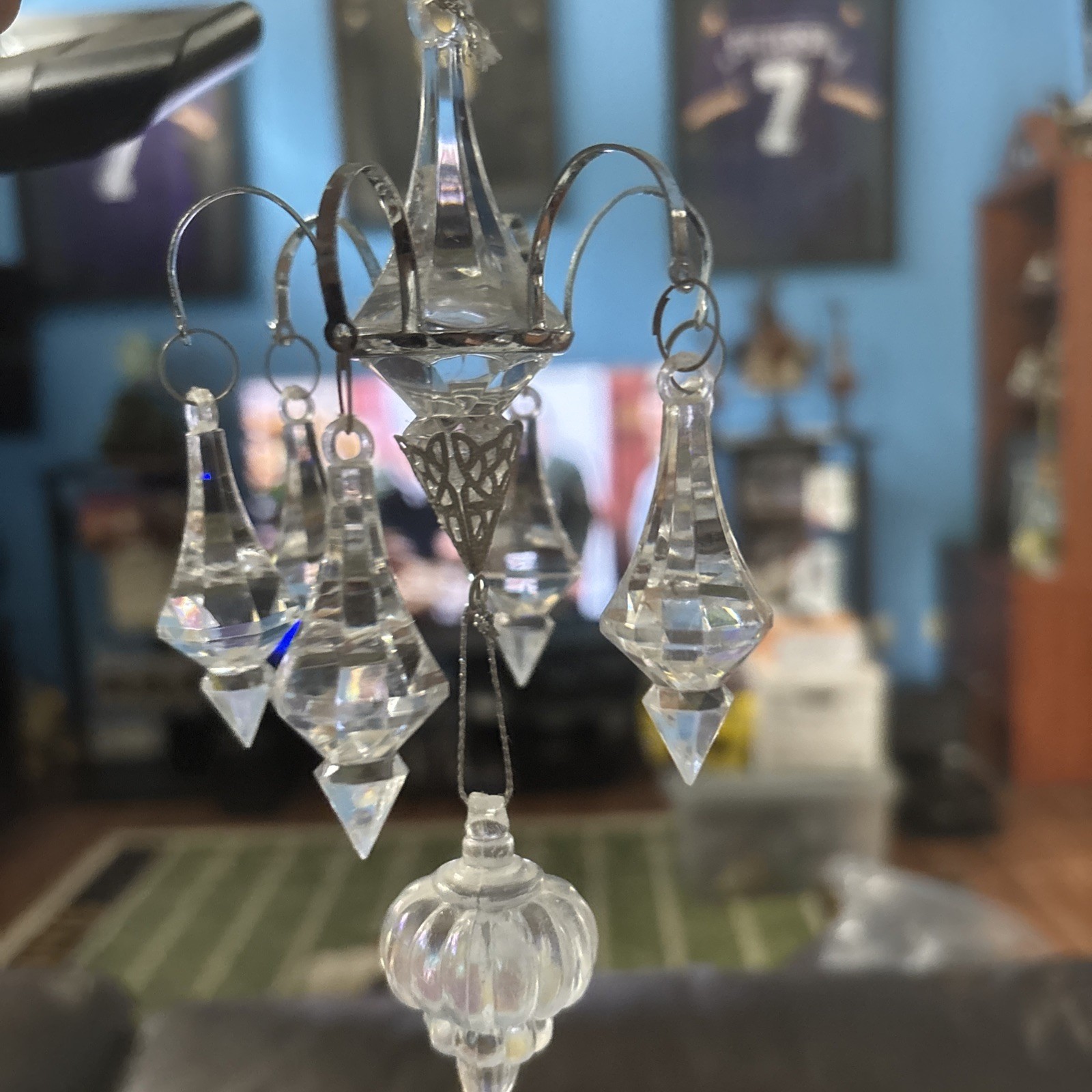 Lot of 8 Vintage Clear Crystal Chandelier Ornament Hanging Decoration Christmas