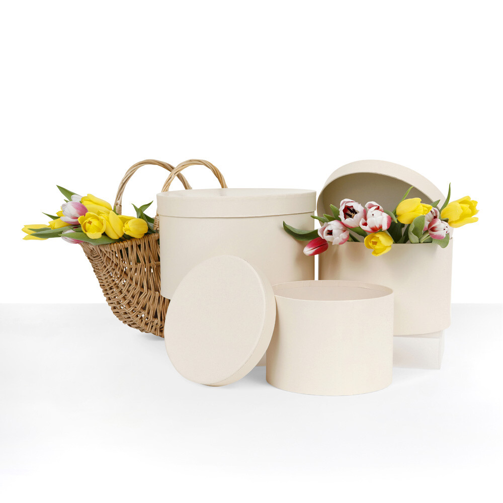 Surprise Round Flower Gift Box – Set of 3, for Luxury Flower Arrangements | W738