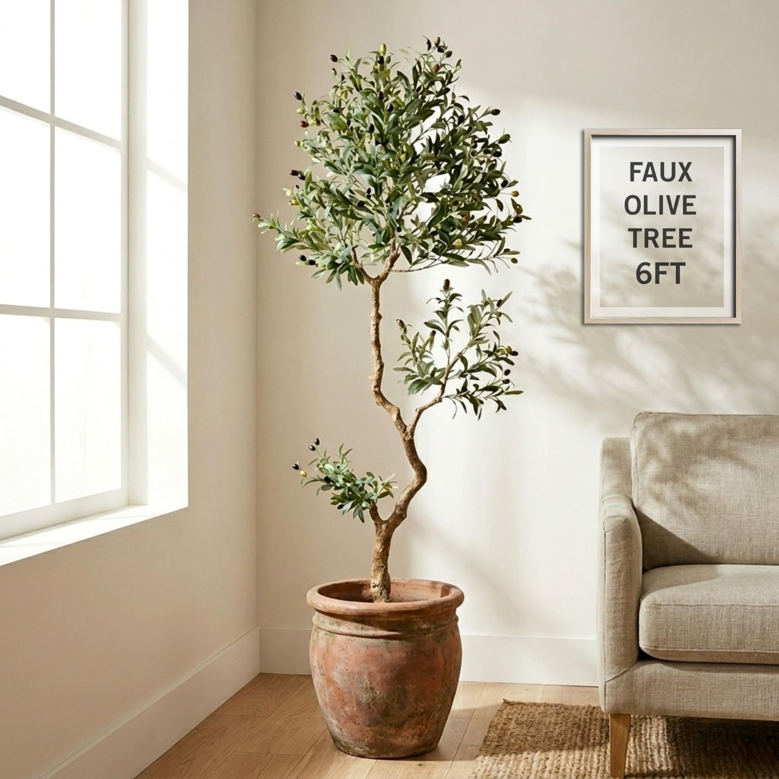 Fake Olive Tree 6.0 Feet – Artificial Plants Indoor, Faux Olive Tree, Fake Tr…