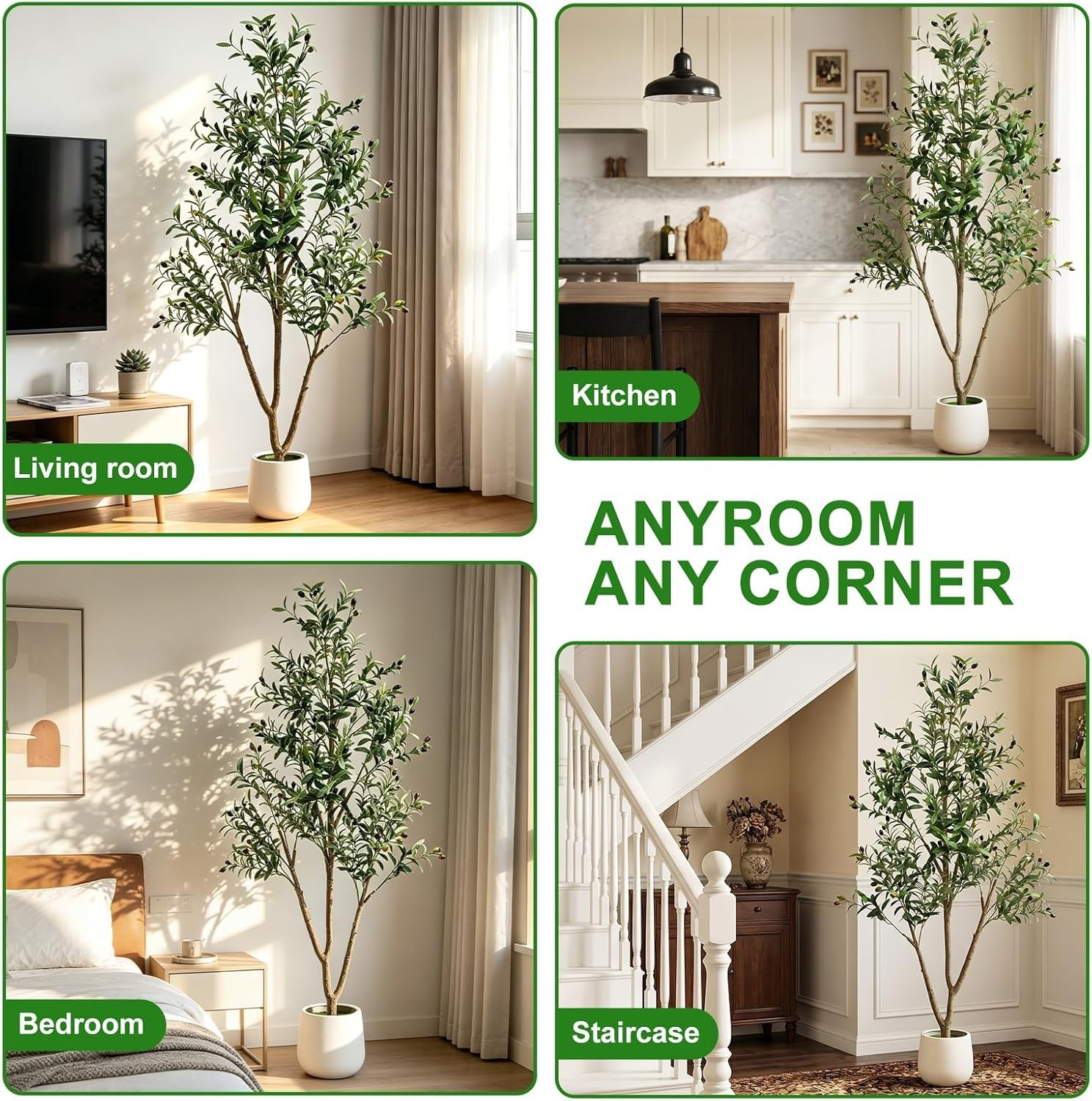 6FT Artificial Olive Tree Indoor with Lights & Planter, Realistic Faux Olive …