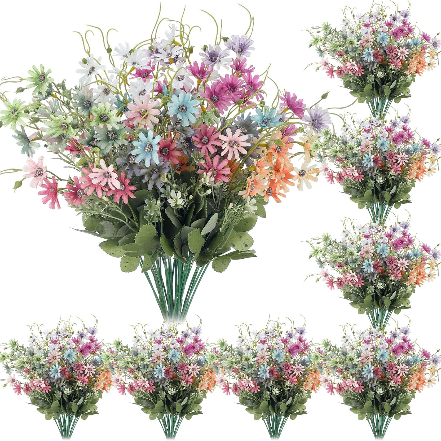 48 Pcs Wildflowers Artificial Flowers Silk Fake Daisy Wild Flower Bouquets Outdo