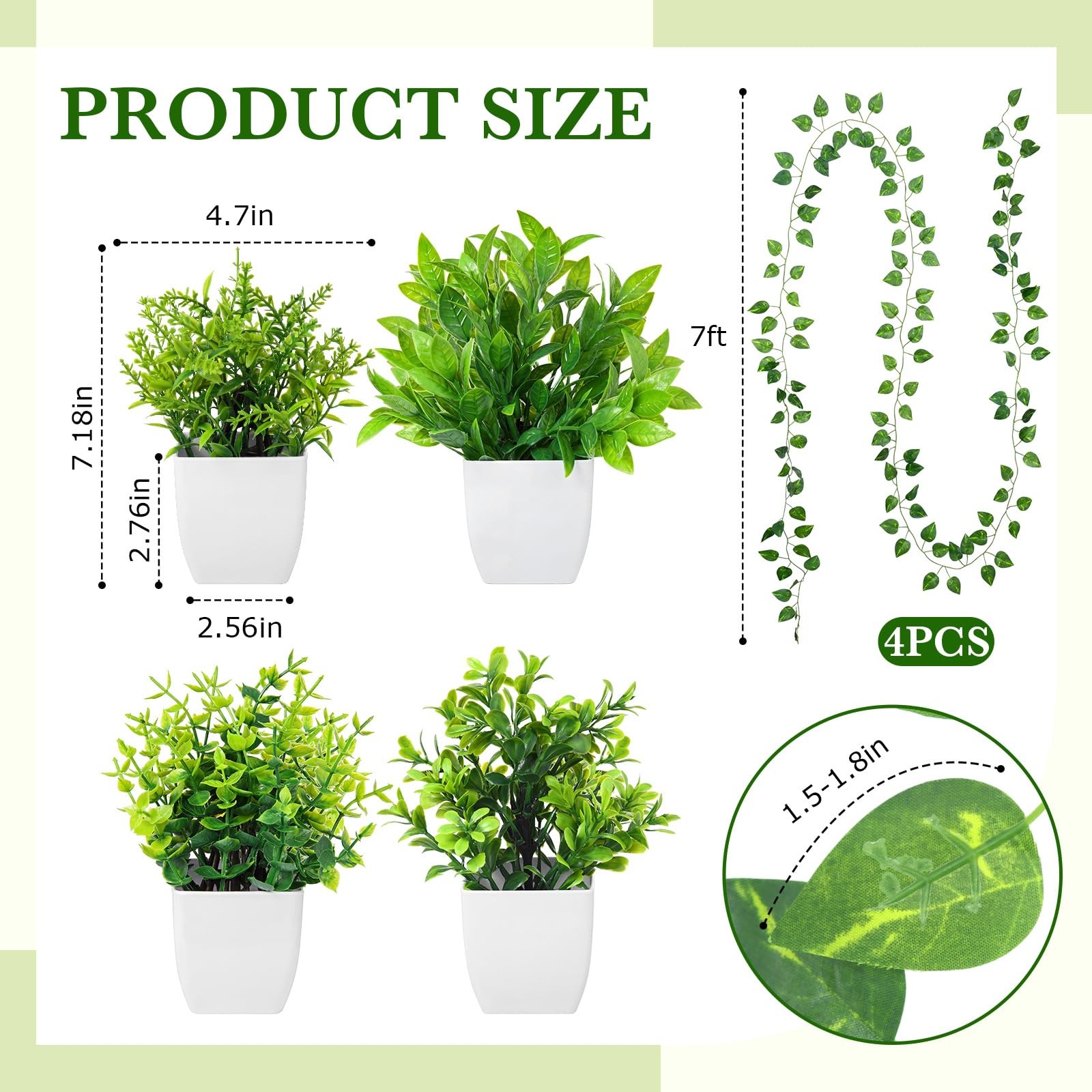 XunYee 12 Pack Fake Plants Set 4 Artificial Hanging Plants 4 Artificial Green…