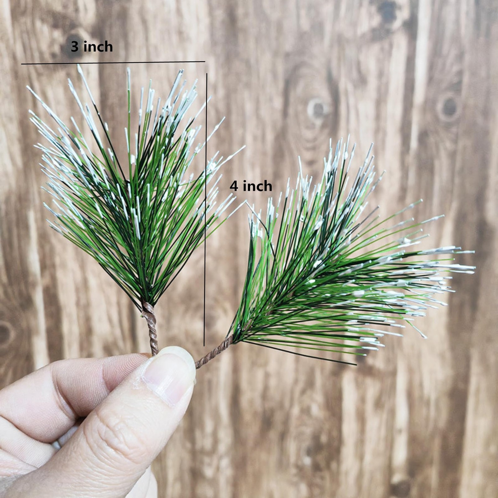40 Packs Artificial Snow Pine Needles Branches, Fake Small Dyed White Pine Tw…