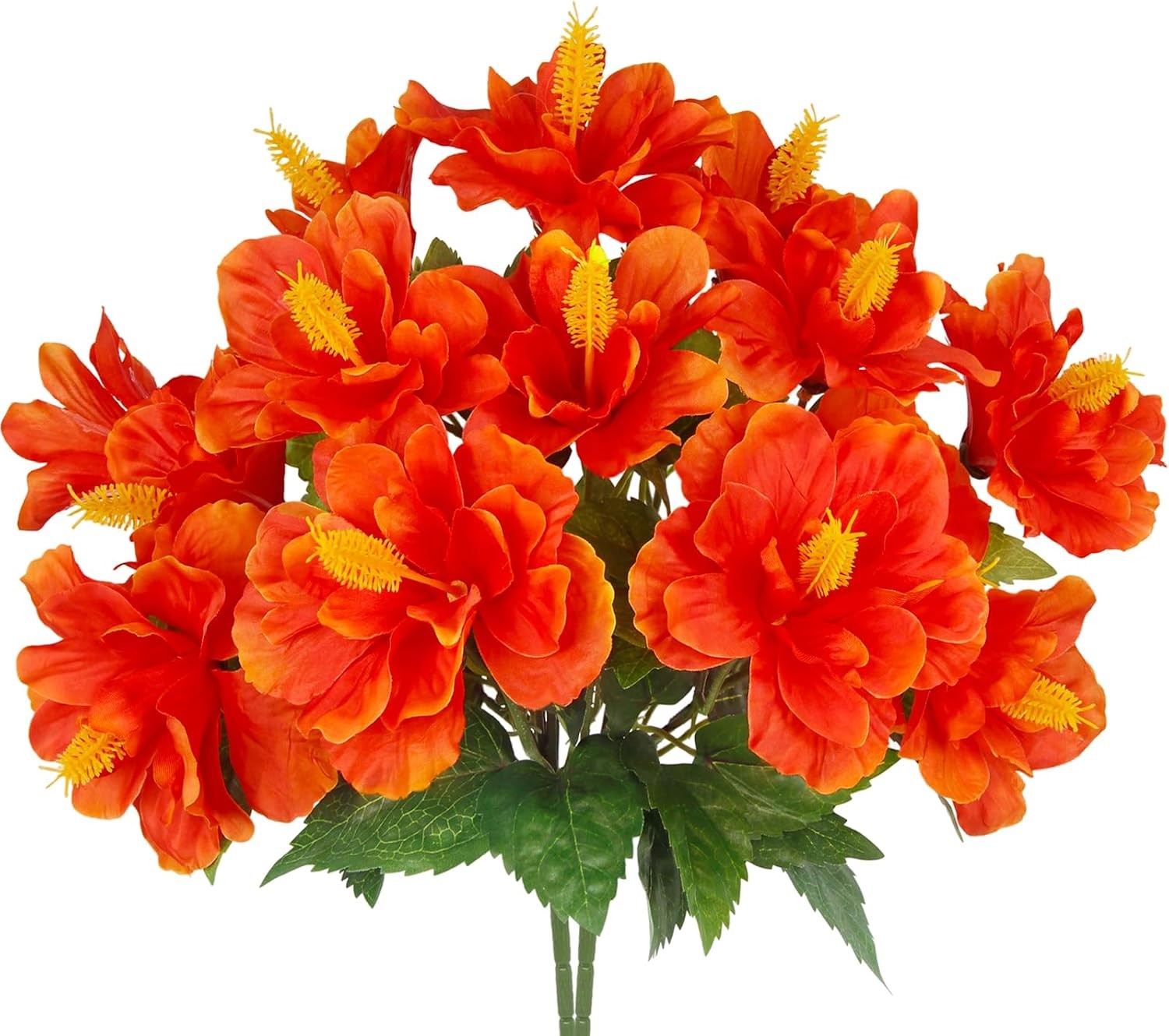 2 Pcs Artificial Outdoor Flowers Realistic Silk Fake Hibiscus Tropical Flowers