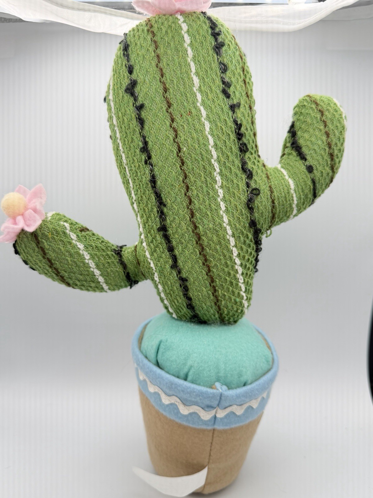 Set 3 Plush Cactus Decor Handmade Fabric Succulent Potted Plant Soft Sculpture