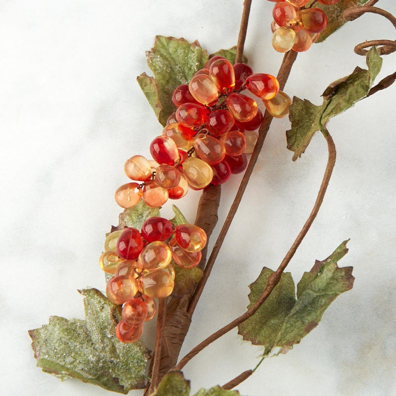 Group of 2 Orange Artificial Grape Cluster 32″ Floral Stems