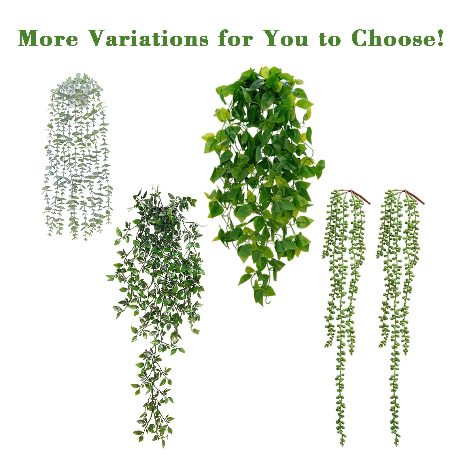 Fake Hanging Plants, 2pcs Artificial Hanging Potted Plant, Faux Mandala Vines…
