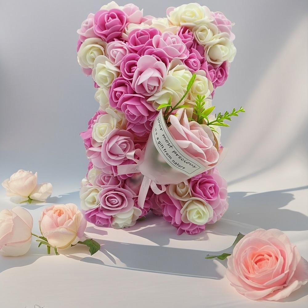 1 Pcs Artificial Rose Bear with Hand Corsage Romantic Gift Birthday Wedding Mom