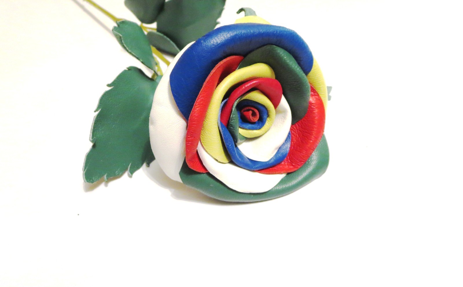 3rd Anniversary Wedding Gift Leather rose bouquet Long Stem white Flowers