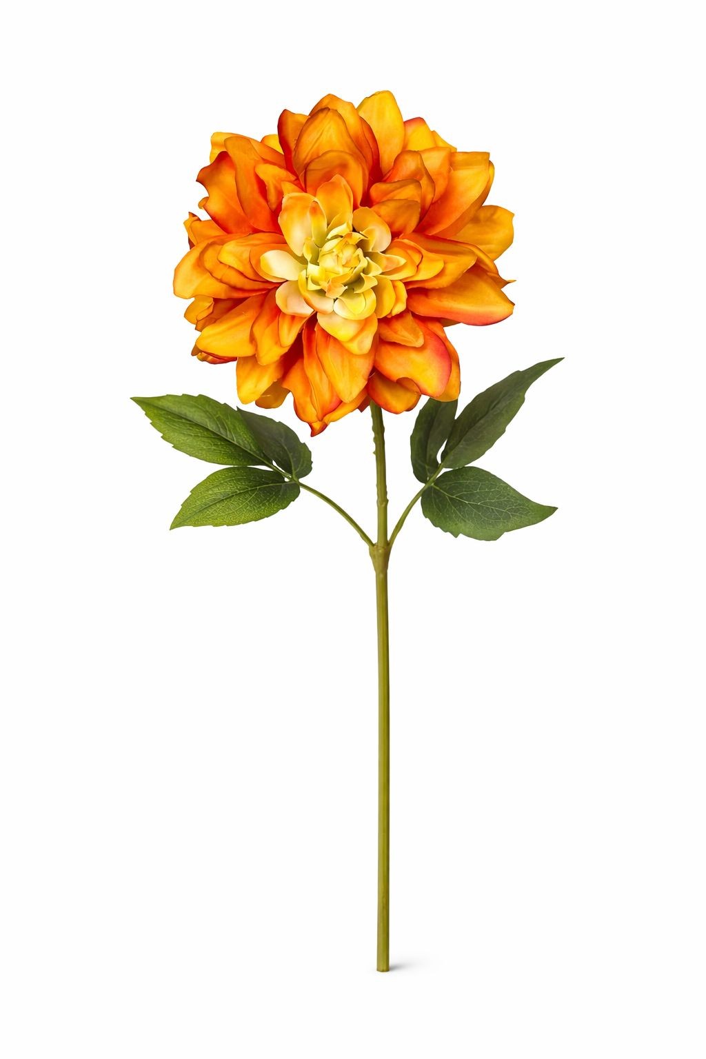 Orange Dahlia Stem Faux Flower 24 Inch 5 Inch Bloom Autumn Dahlia Fall Floral Ar